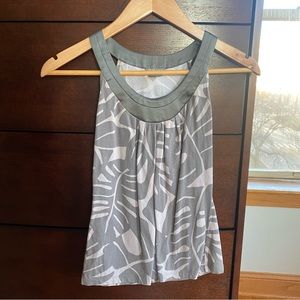 Ann Taylor Grey Leaf Print Top XXSP